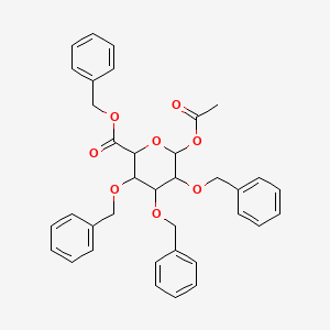 molecular formula C36H36O8 B12278760 Benzyl 6-acetyloxy-3,4,5-tris(phenylmethoxy)oxane-2-carboxylate 