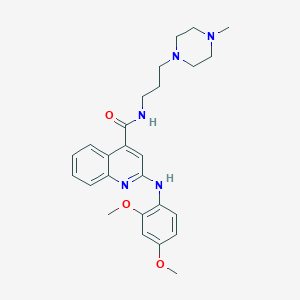 molecular formula C26H33N5O3 B1227885 2-(2,4-dimethoxyanilino)-N-[3-(4-methyl-1-piperazinyl)propyl]-4-quinolinecarboxamide 