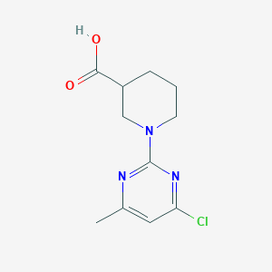 molecular formula C11H14ClN3O2 B12278866 1-(4-Chloro-6-methylpyrimidin-2-yl)piperidine-3-carboxylic acid 