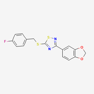 molecular formula C16H11FN2O2S2 B12278883 3-(2H-1,3-benzodioxol-5-yl)-5-{[(4-fluorophenyl)methyl]sulfanyl}-1,2,4-thiadiazole 