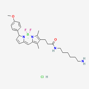 N-(6-aminohexyl)-3-[2,2-difluoro-12-(4-methoxyphenyl)-4,6-dimethyl-1,3-diaza-2-boranuidatricyclo[7.3.0.03,7]dodeca-4,6,8,10-tetraen-5-yl]propanamide;hydrochloride