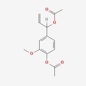 molecular formula C14H16O5 B1227903 Benzenemethanol, 4-(acetyloxy)-alpha-ethenyl-3-methoxy-, acetate CAS No. 53890-24-7