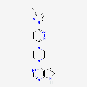 3-(3-methyl-1H-pyrazol-1-yl)-6-(4-{7H-pyrrolo[2,3-d]pyrimidin-4-yl}piperazin-1-yl)pyridazine