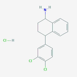 molecular formula C16H16Cl3N B12279095 trans-4-(3,4-Dichlorophenyl)-1,2,3,4-tetrahydro-1-naphthalenamine, hydrochloride 