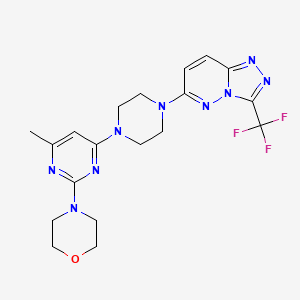 molecular formula C19H22F3N9O B12279162 4-(4-Methyl-6-{4-[3-(trifluoromethyl)-[1,2,4]triazolo[4,3-b]pyridazin-6-yl]piperazin-1-yl}pyrimidin-2-yl)morpholine 