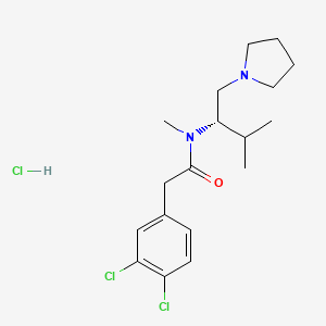 molecular formula C18H27Cl3N2O B1227921 N-(2 (N-Methyl-3,4-dichlorophenylacetamido)-3-methylbutyl)pyrrolidine CAS No. 115199-69-4