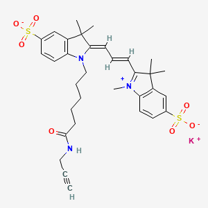 molecular formula C33H38KN3O7S2 B12279279 potassium;(2Z)-3,3-dimethyl-1-[6-oxo-6-(prop-2-ynylamino)hexyl]-2-[(E)-3-(1,3,3-trimethyl-5-sulfonatoindol-1-ium-2-yl)prop-2-enylidene]indole-5-sulfonate 