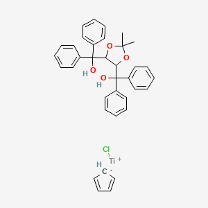 molecular formula C36H35ClO4Ti B12279362 Chlorocyclopentadienyl[(4R,5R)-2,2-dimethyl-alpha,alpha,alpha',alpha'-tetraphenyl-1,3-dioxolane-4,5-dimethanolato]titanium 