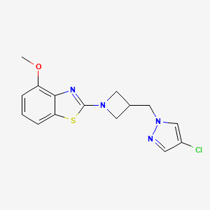 molecular formula C15H15ClN4OS B12279422 2-{3-[(4-chloro-1H-pyrazol-1-yl)methyl]azetidin-1-yl}-4-methoxy-1,3-benzothiazole 