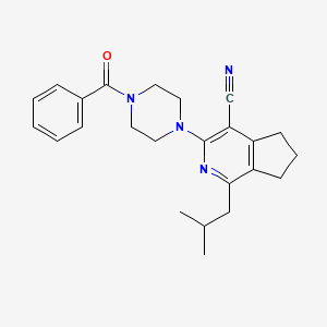 molecular formula C24H28N4O B1227944 3-(4-benzoyl-1-piperazinyl)-1-(2-methylpropyl)-6,7-dihydro-5H-cyclopenta[c]pyridine-4-carbonitrile 