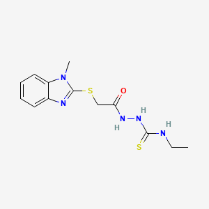 molecular formula C13H17N5OS2 B1227950 1-Ethyl-3-[[2-[(1-methyl-2-benzimidazolyl)thio]-1-oxoethyl]amino]thiourea 