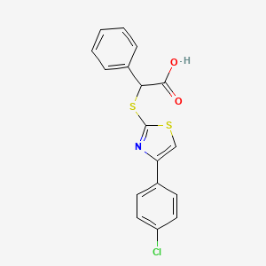 molecular formula C17H12ClNO2S2 B12279537 {[4-(4-Chlorophenyl)-1,3-thiazol-2-yl]sulfanyl}(phenyl)acetic acid 