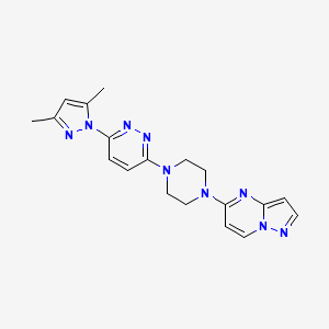 molecular formula C19H21N9 B12279541 3-(3,5-dimethyl-1H-pyrazol-1-yl)-6-(4-{pyrazolo[1,5-a]pyrimidin-5-yl}piperazin-1-yl)pyridazine 