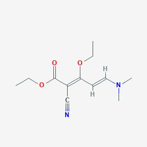 molecular formula C12H18N2O3 B12279586 (2Z,4E)-Ethyl 2-cyano-5-(dimethylamino)-3-ethoxypenta-2,4-dienoate 