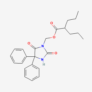 molecular formula C24H28N2O4 B1227962 3-Hydroxymethylphenytoin valproic acid ester CAS No. 189210-81-9