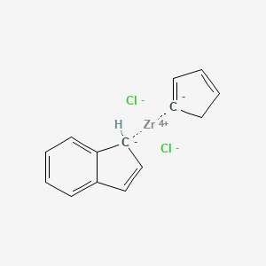 molecular formula C14H12Cl2Zr B12279671 Zirconium, dichloro(h5-2,4-cyclopentadien-1-yl)[(1,2,3,3a,7a-h)-1H-inden-1-yl]- 