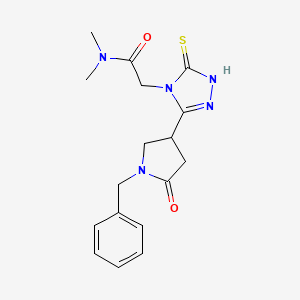 molecular formula C17H21N5O2S B12279705 2-[3-(1-benzyl-5-oxopyrrolidin-3-yl)-5-sulfanylidene-4,5-dihydro-1H-1,2,4-triazol-4-yl]-N,N-dimethylacetamide 