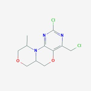 molecular formula C11H13Cl2N3O2 B12279737 4-Chloro-6-(chloromethyl)-14-methyl-8,12-dioxa-1,3,5-triazatricyclo[8.4.0.02,7]tetradeca-2,4,6-triene 