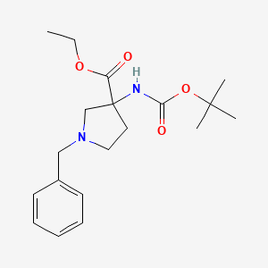 molecular formula C19H28N2O4 B12279760 Ethyl 1-Benzyl-3-(Boc-amino)pyrrolidine-3-carboxylate 