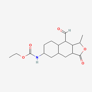 molecular formula C17H25NO5 B12279761 ethyl N-(9-formyl-1-methyl-3-oxo-3a,4,4a,5,6,7,8,8a,9,9a-decahydro-1H-benzo[f][2]benzofuran-6-yl)carbamate 