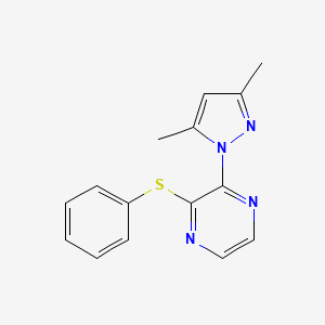 molecular formula C15H14N4S B12279784 2-(3,5-dimethyl-1H-pyrazol-1-yl)-3-(phenylsulfanyl)pyrazine 