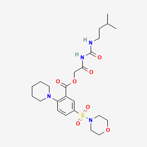 molecular formula C24H36N4O7S B1227981 5-(4-Morpholinylsulfonyl)-2-(1-piperidinyl)benzoic acid [2-[[(3-methylbutylamino)-oxomethyl]amino]-2-oxoethyl] ester 