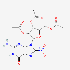 molecular formula C16H18N6O10 B12279969 [(2R,3R,4R,5R)-3,4-bis(acetyloxy)-5-(2-amino-8-nitro-6-oxo-6,9-dihydro-1H-purin-9-yl)oxolan-2-yl]methyl acetate 