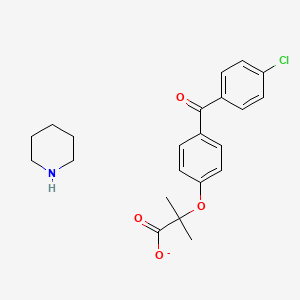 molecular formula C22H25ClNO4- B12280016 Piperidinium2-(4-(4-chlorobenzoyl)phenoxy)-2-methylpropanoate 