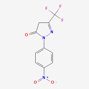 molecular formula C10H6F3N3O3 B12280134 1-(4-Nitrophenyl)-3-(trifluoromethyl)-4,5-dihydro-1H-pyrazol-5-one 