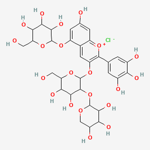 5-(beta-D-Glucopyranosyloxy)-7-hydroxy-2-(3,4,5-trihydroxyphenyl)-3-[(2-O-beta-D-xylopyranosyl-D-glucopyranosyl)oxy]-1-benzopyrylium chloride