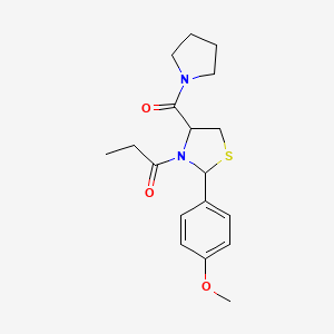 molecular formula C18H24N2O3S B1228019 1-[2-(4-甲氧苯基)-4-[氧代(1-吡咯烷基)甲基]-3-噻唑烷基]-1-丙酮 