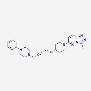 molecular formula C25H31N7O B12280212 1-{4-[(1-{3-Methyl-[1,2,4]triazolo[4,3-b]pyridazin-6-yl}piperidin-4-yl)oxy]but-2-yn-1-yl}-4-phenylpiperazine 