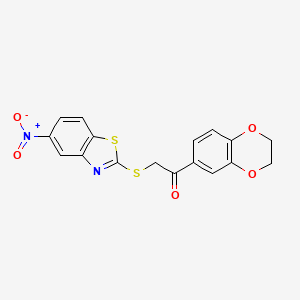 1-(2,3-Dihydro-1,4-benzodioxin-6-yl)-2-[(5-nitro-1,3-benzothiazol-2-yl)sulfanyl]ethanone