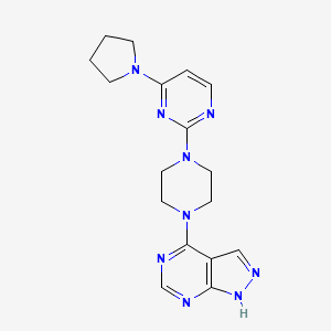 2-(4-{1H-pyrazolo[3,4-d]pyrimidin-4-yl}piperazin-1-yl)-4-(pyrrolidin-1-yl)pyrimidine