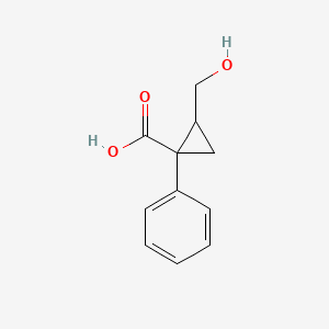 molecular formula C11H12O3 B12280309 2-(Hydroxymethyl)-1-phenylcyclopropane-1-carboxylic acid CAS No. 70209-83-5