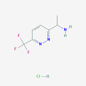 molecular formula C7H9ClF3N3 B12280384 (1R)-1-(6-(trifluoromethyl)-5,6-dihydropyridazin-3-yl)ethan-1-aminehydrochloride 