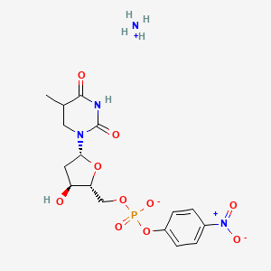 molecular formula C16H23N4O10P B12280493 4-Nitrophenyl thymidine-5'-monophosphate, ammonium salt 