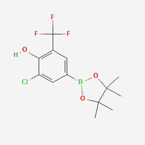 molecular formula C13H15BClF3O3 B12280547 5-Chloro-4-hydroxy-3-(trifluoromethyl)phenylboronic acid pinacol ester 