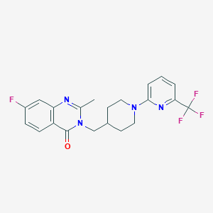 molecular formula C21H20F4N4O B12280614 7-Fluoro-2-methyl-3-({1-[6-(trifluoromethyl)pyridin-2-yl]piperidin-4-yl}methyl)-3,4-dihydroquinazolin-4-one 