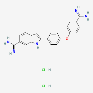 molecular formula C22H21Cl2N5O B12280616 p-Amidinophenyl p-(6-amidino-2-indolyl)phenyl ether dihydrochloride 