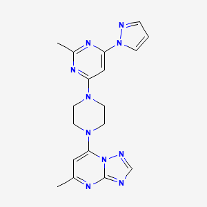 2-methyl-4-(4-{5-methyl-[1,2,4]triazolo[1,5-a]pyrimidin-7-yl}piperazin-1-yl)-6-(1H-pyrazol-1-yl)pyrimidine