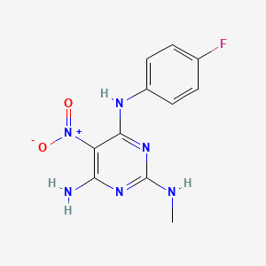 molecular formula C11H11FN6O2 B1228074 N4-(4-fluorophenyl)-N2-methyl-5-nitropyrimidine-2,4,6-triamine 
