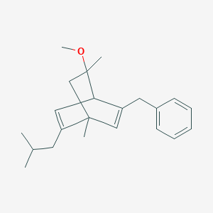 molecular formula C22H30O B12280930 (1R,4R,8R)-5-Benzyl-2-isobutyl-8-methoxy-1,8-dimethyl-2-bicyclo[2.2.2]octa-2,5-diene 