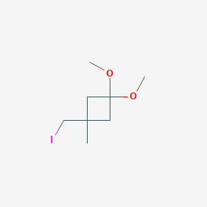 molecular formula C8H15IO2 B12280956 1-(Iodomethyl)-3,3-dimethoxy-1-methylcyclobutane 