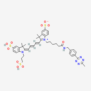 molecular formula C44H51N7O10S3 B12281068 2-[(1E,3E,5E)-5-[3,3-dimethyl-5-sulfo-1-(3-sulfopropyl)indol-2-ylidene]penta-1,3-dienyl]-3,3-dimethyl-1-[6-[[4-(6-methyl-1,2,4,5-tetrazin-3-yl)phenyl]methylamino]-6-oxohexyl]indol-1-ium-5-sulfonate 