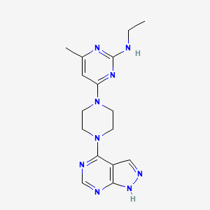 molecular formula C16H21N9 B12281087 N-ethyl-4-methyl-6-(4-{1H-pyrazolo[3,4-d]pyrimidin-4-yl}piperazin-1-yl)pyrimidin-2-amine 