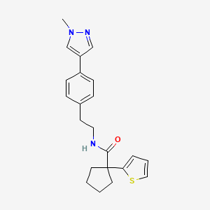 molecular formula C22H25N3OS B12281094 N-{2-[4-(1-methyl-1H-pyrazol-4-yl)phenyl]ethyl}-1-(thiophen-2-yl)cyclopentane-1-carboxamide 