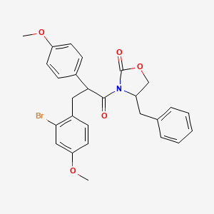 molecular formula C27H26BrNO5 B12281173 4-Benzyl-3-[3-(2-bromo-4-methoxyphenyl)-2-(4-methoxyphenyl)propanoyl]-1,3-oxazolidin-2-one 