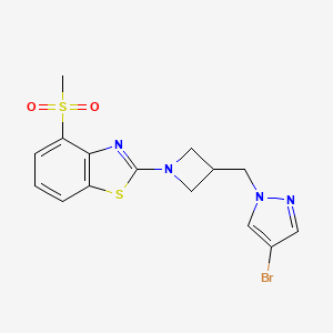 molecular formula C15H15BrN4O2S2 B12281196 2-{3-[(4-bromo-1H-pyrazol-1-yl)methyl]azetidin-1-yl}-4-methanesulfonyl-1,3-benzothiazole 