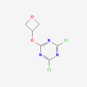 molecular formula C6H5Cl2N3O2 B12281280 2,4-Dichloro-6-(oxetan-3-yloxy)-1,3,5-triazin e 